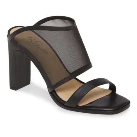 42 Gold Linx Black Leather Mesh Slide Sandals Heels size 7.5M Cocktail Evening - Picture 16 of 16